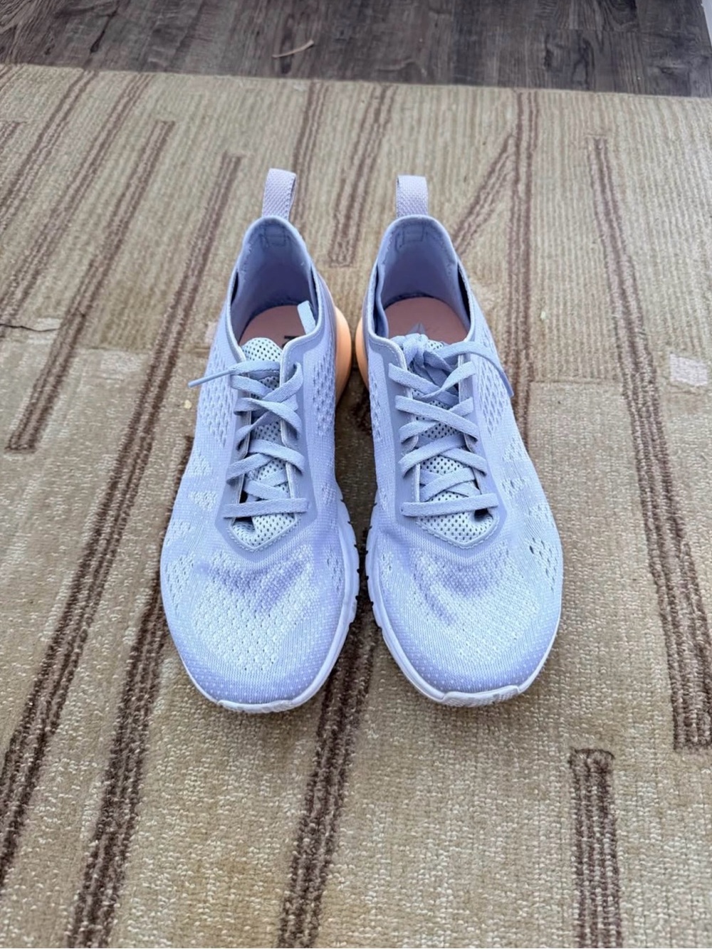 Reebok Women’s light grey and peach Knit Lace-Up Athletic Sneakers